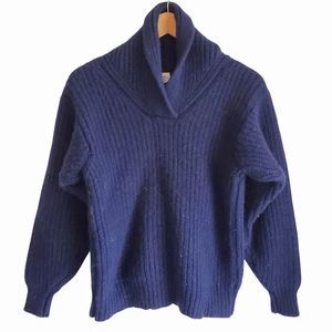 Laura Ashley vintage wool sweater navy blue women's size small